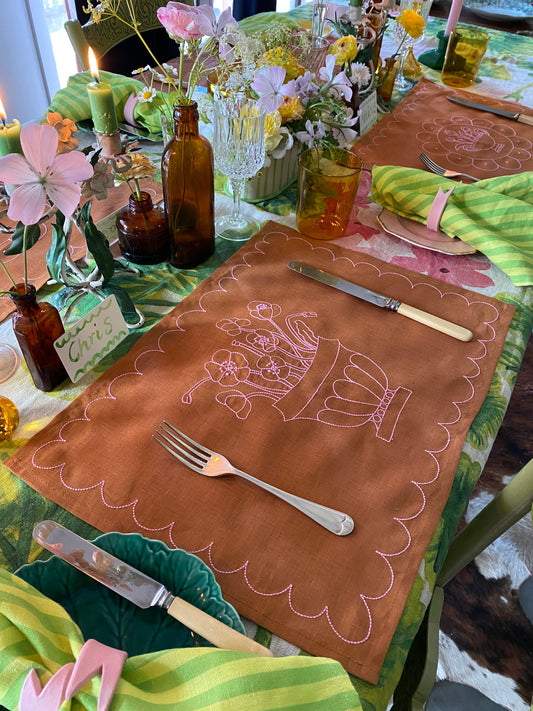 Poppy Placemat ~ Tan and Pink