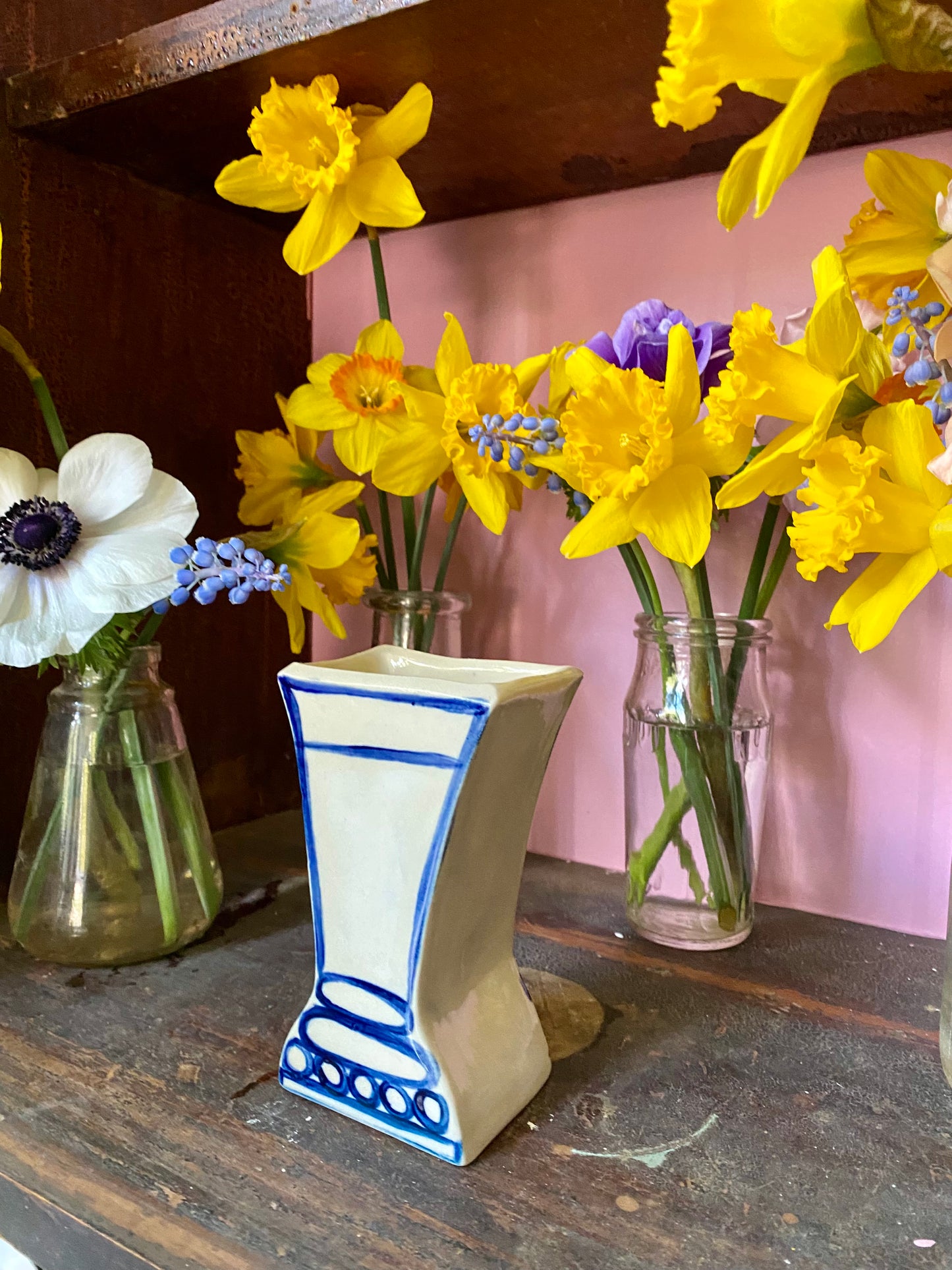 BU2- Cobalt Blue and White Bud Vase