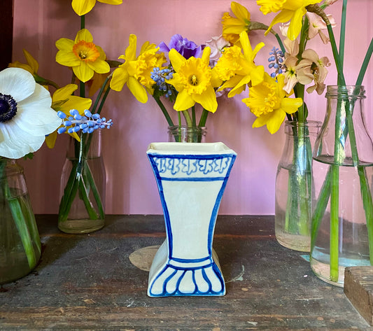 BU3 - Cobalt Blue and White Bud Vase