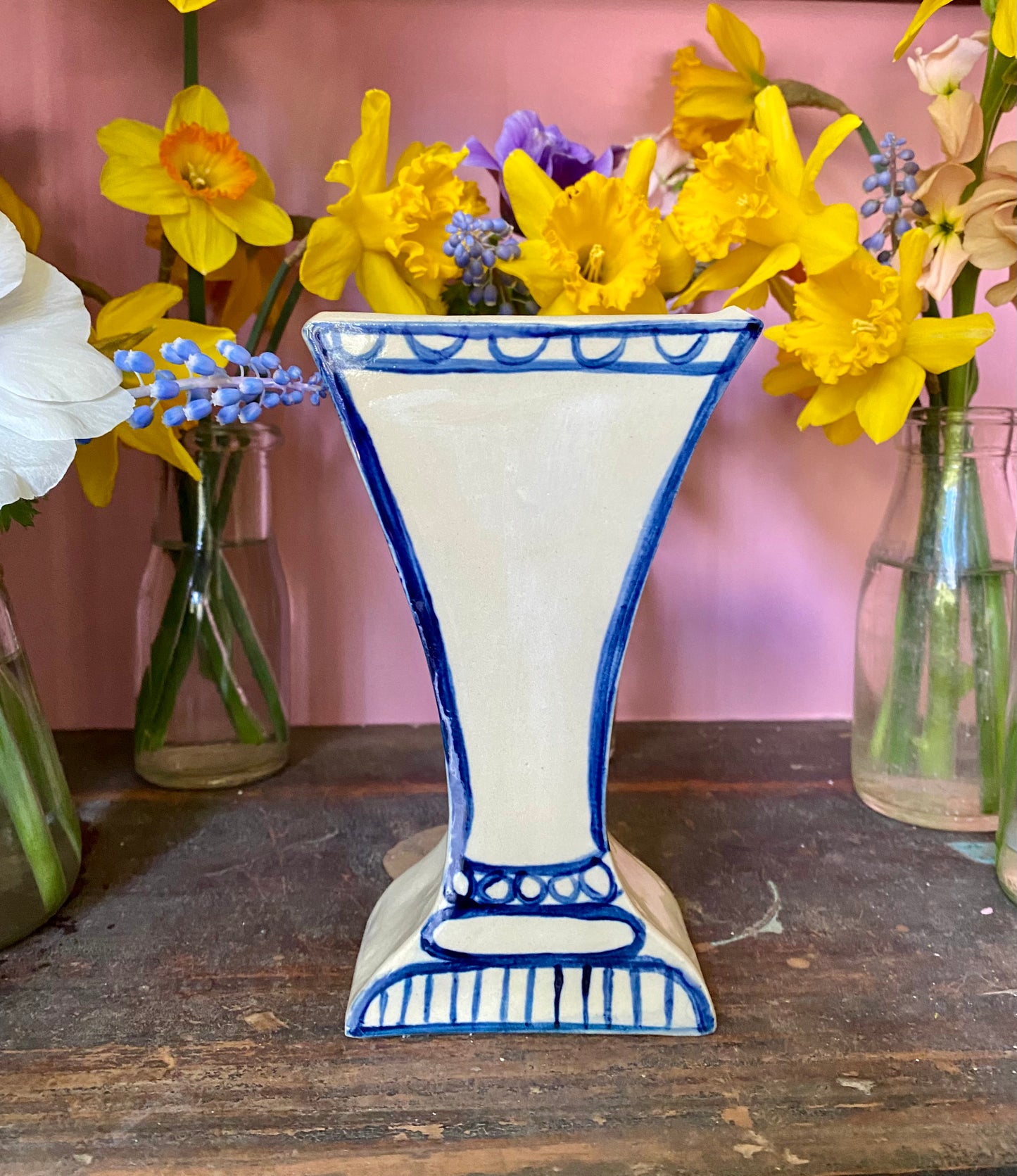 BU1 - Cobalt Blue and White Bud Vase