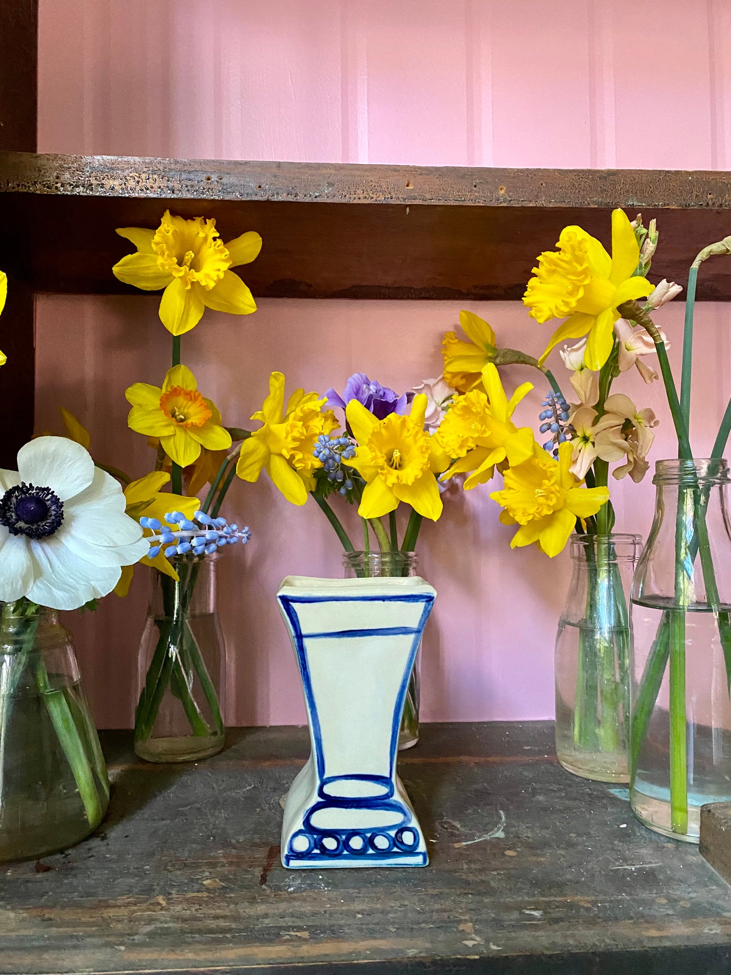 BU2- Cobalt Blue and White Bud Vase