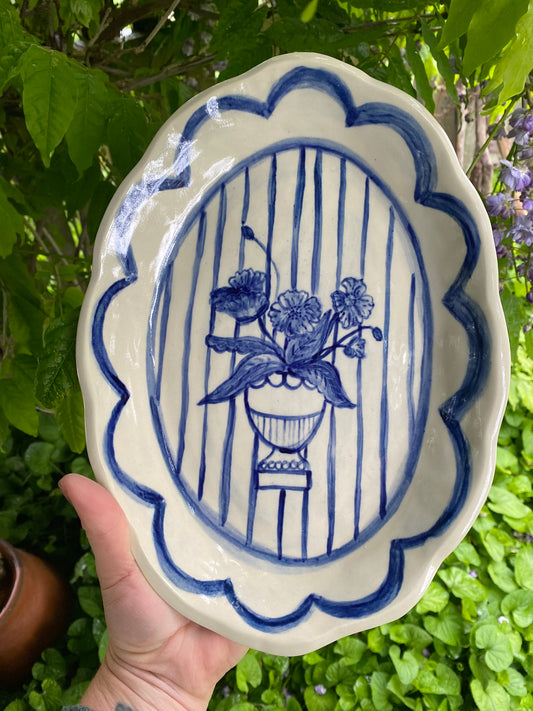 Poppies and Stripes Platter