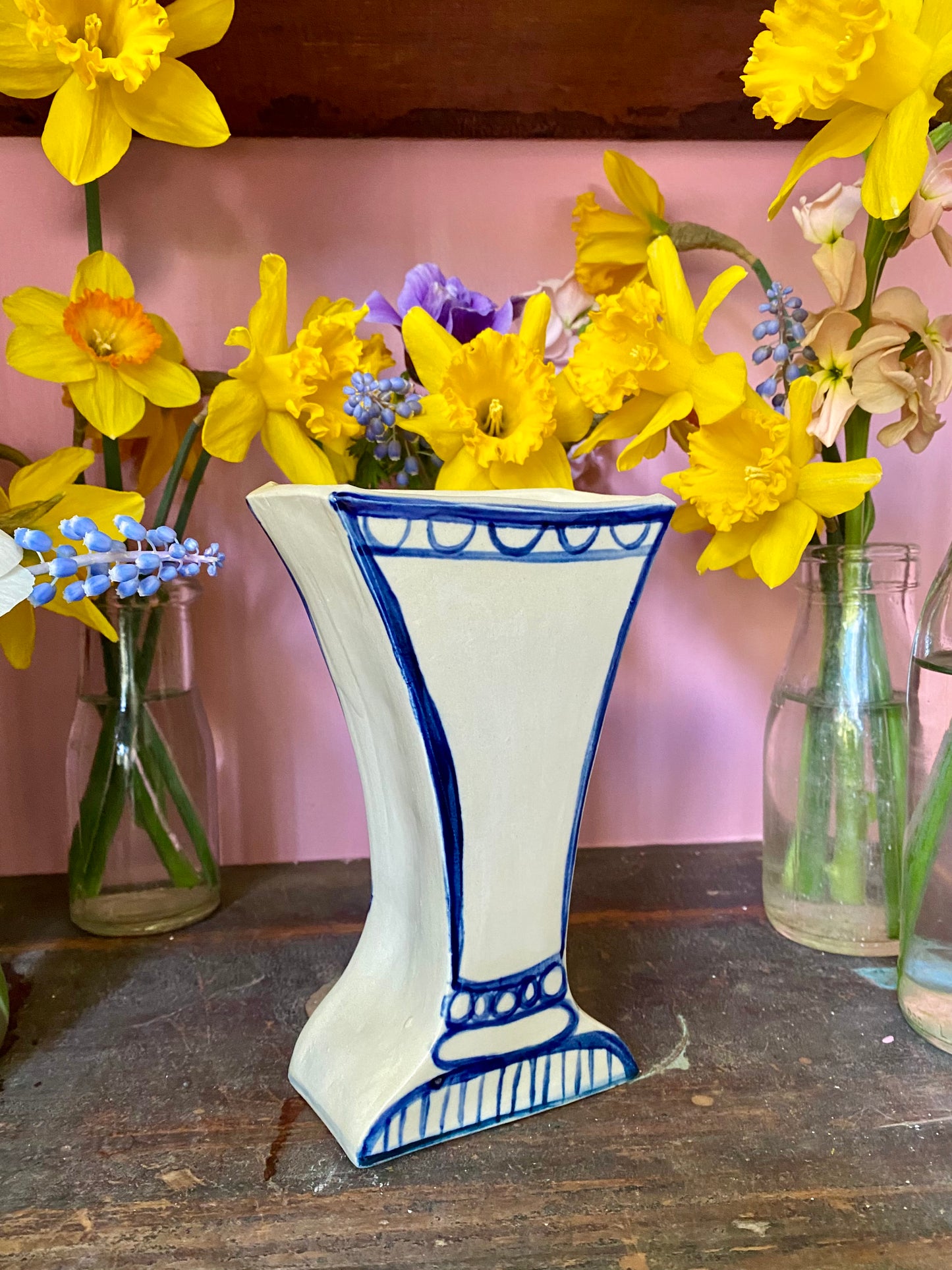 BU1 - Cobalt Blue and White Bud Vase