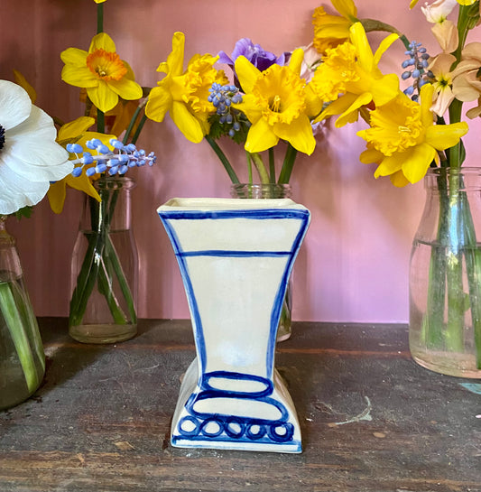 BU2- Cobalt Blue and White Bud Vase