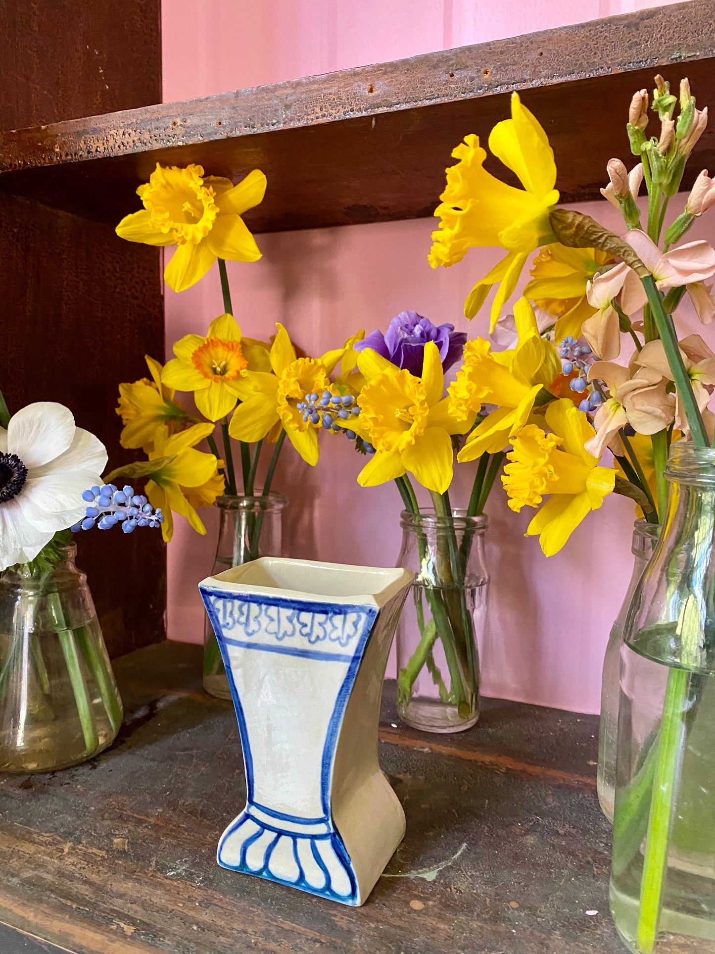 BU3 - Cobalt Blue and White Bud Vase