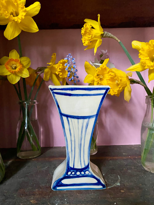 BU4- Cobalt Blue and White Bud Vase