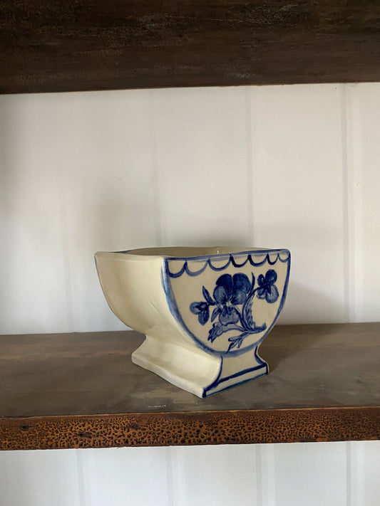 C04 - Cobalt Blue and White Compote