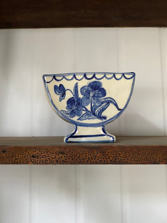 C04 - Cobalt Blue and White Compote