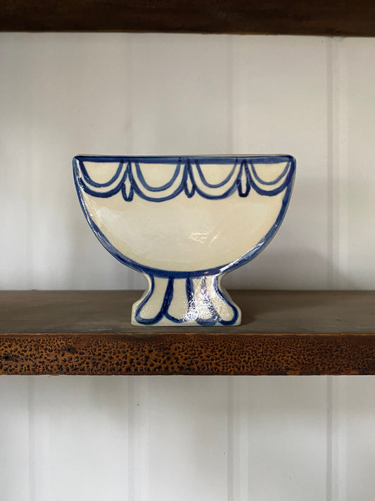 C03 - Cobalt Blue and White Compote